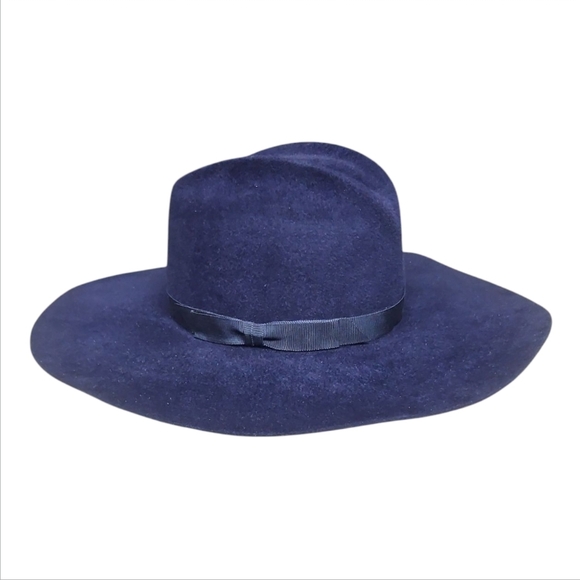 Gladys Tamez Millinery Accessories - GLADYS TAMEZ MILLINERY | Handmade Felt Fedora in Blue ~ Size Medium